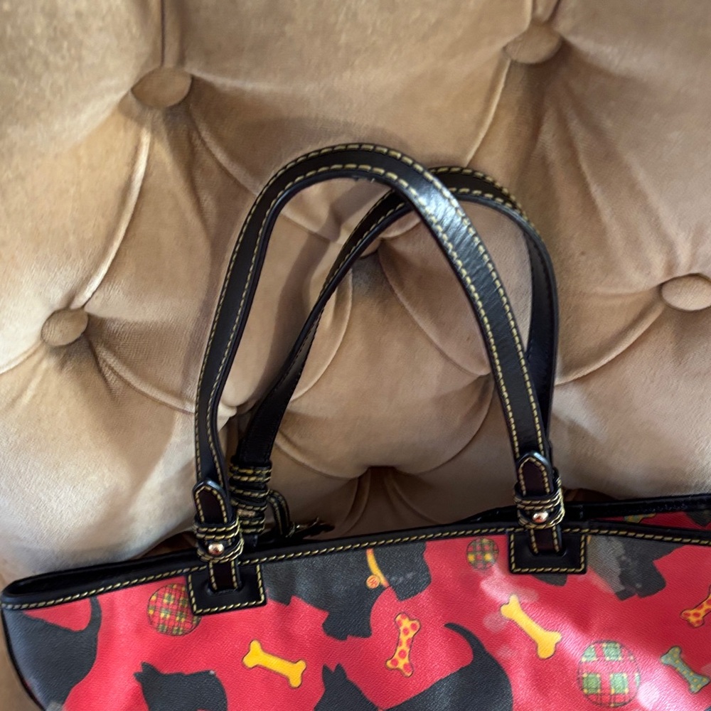 Dooney & Bourke Red Black Scottie Dog Print Tote Bag-VINTAGE - Picture 8 of 16